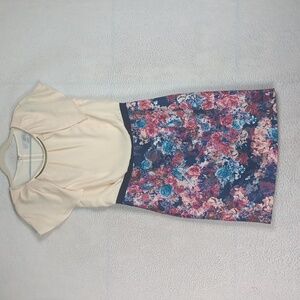 2Me Junior's Cream‎ Floral Formal Office Pencil Dress Size S